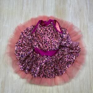 Curtain Call Costumes Pink Peach Paradise Sequin Tulle Dance Recital Dress CSM